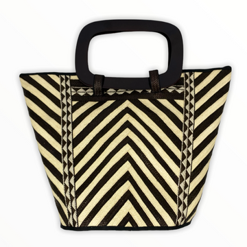 Handmade Artisan Woven Palm Leaf Tote Bag with Zig-Zag Design, Eco-Friendly and Fashionable