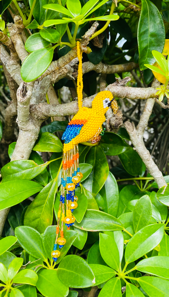 Parrot Hanging  Ornament  Bead Seeds handmade in czech glass 