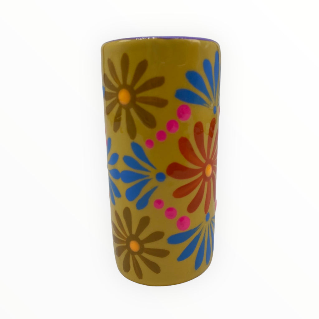 Yellow Floral Hand-Painted Shot Glass: Indulge in the vibrant warmth of our Yellow Floral Hand-Painted Shot Glass. Each glass is a masterpiece, adorned with exquisite flowers lovingly painted by skilled artisans. 